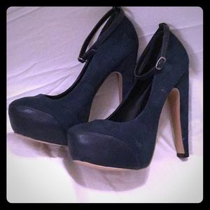 JustFab Divina 8 dark green stiletto w/ankle strap